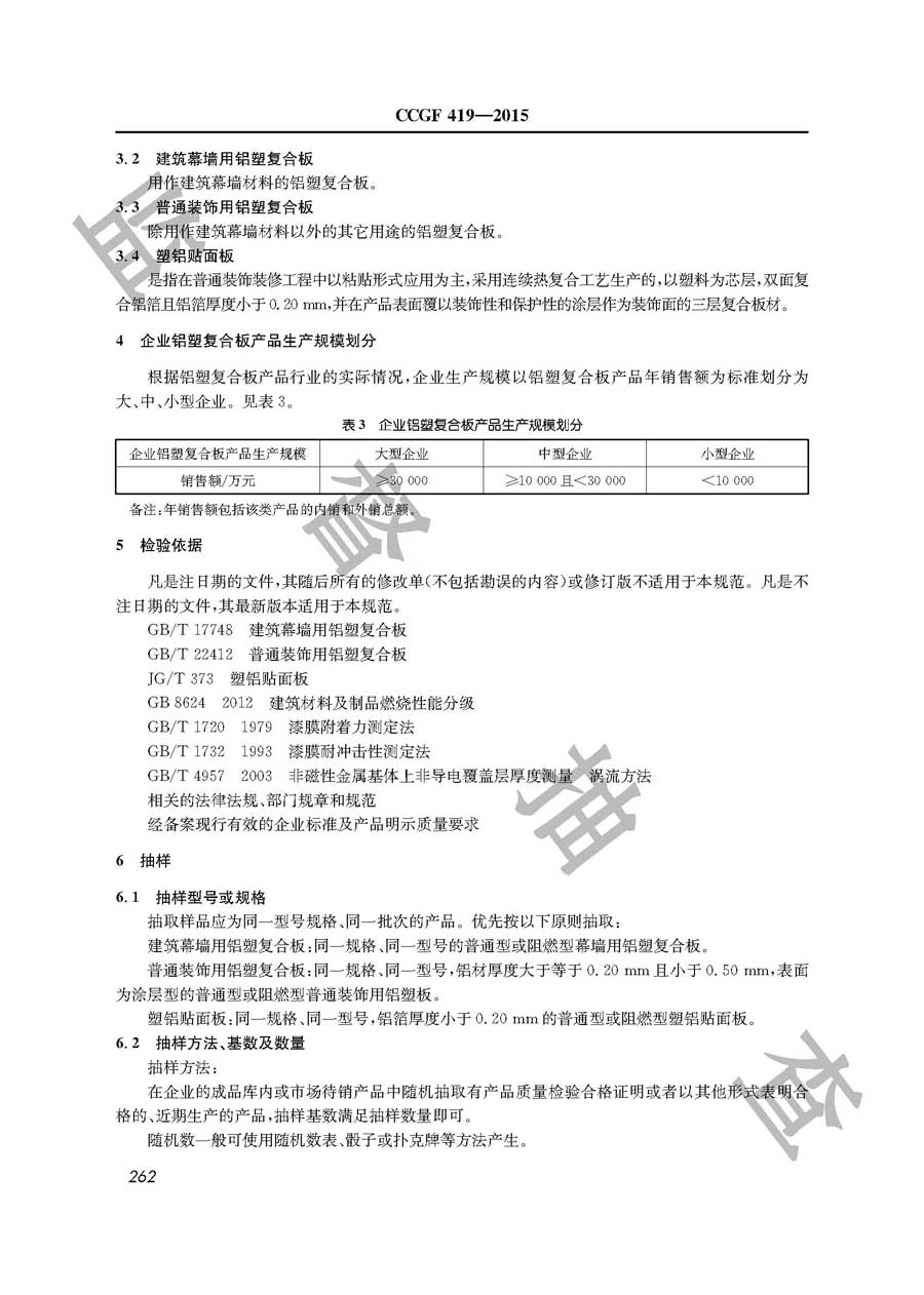 铝塑复合板产品质量监督抽查实施规范